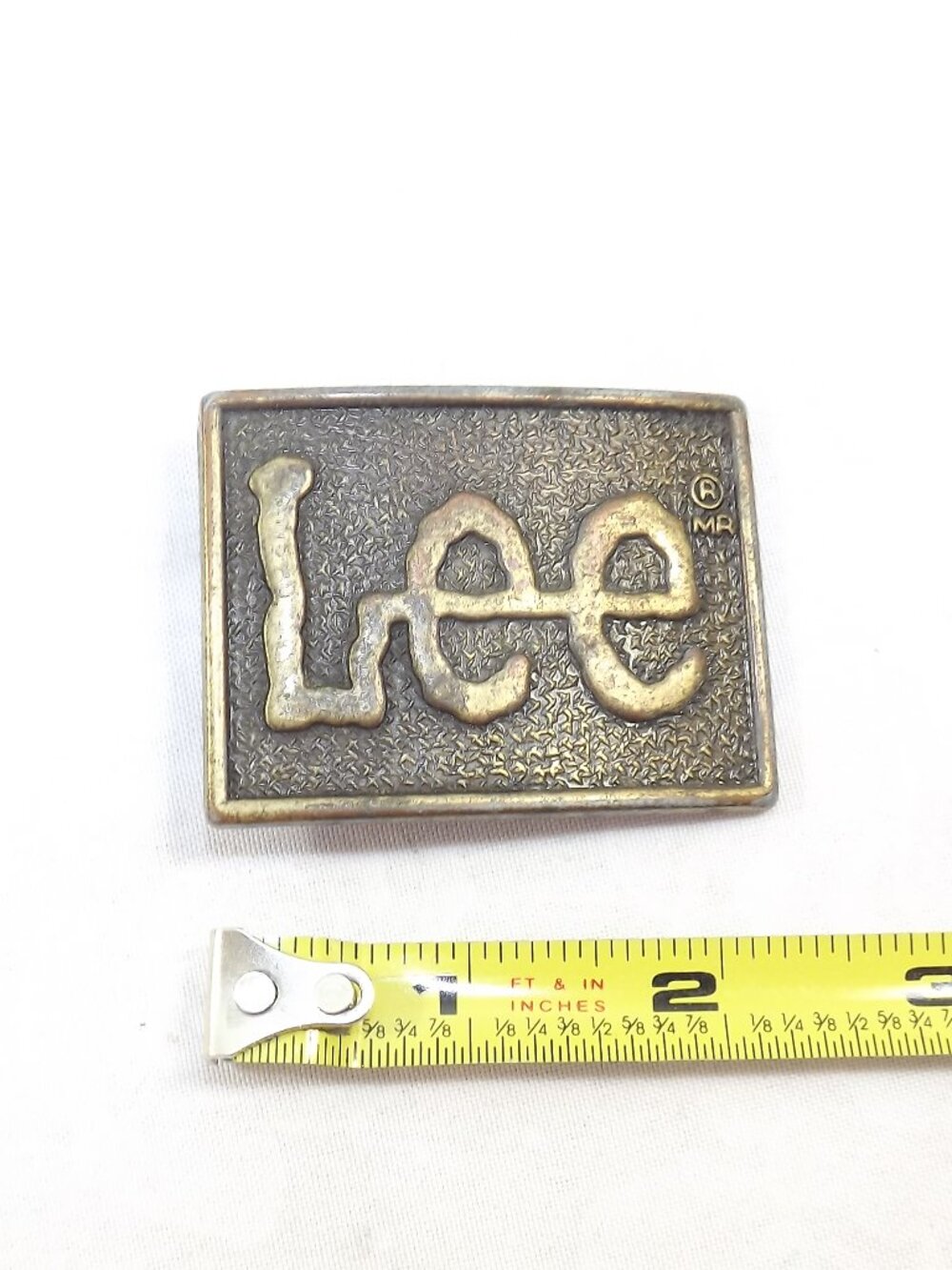 Distressed Miniature Lee Belt Buckle - Antique Brass Tone